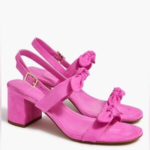 J. Crew Double Bow Suede Block Heels